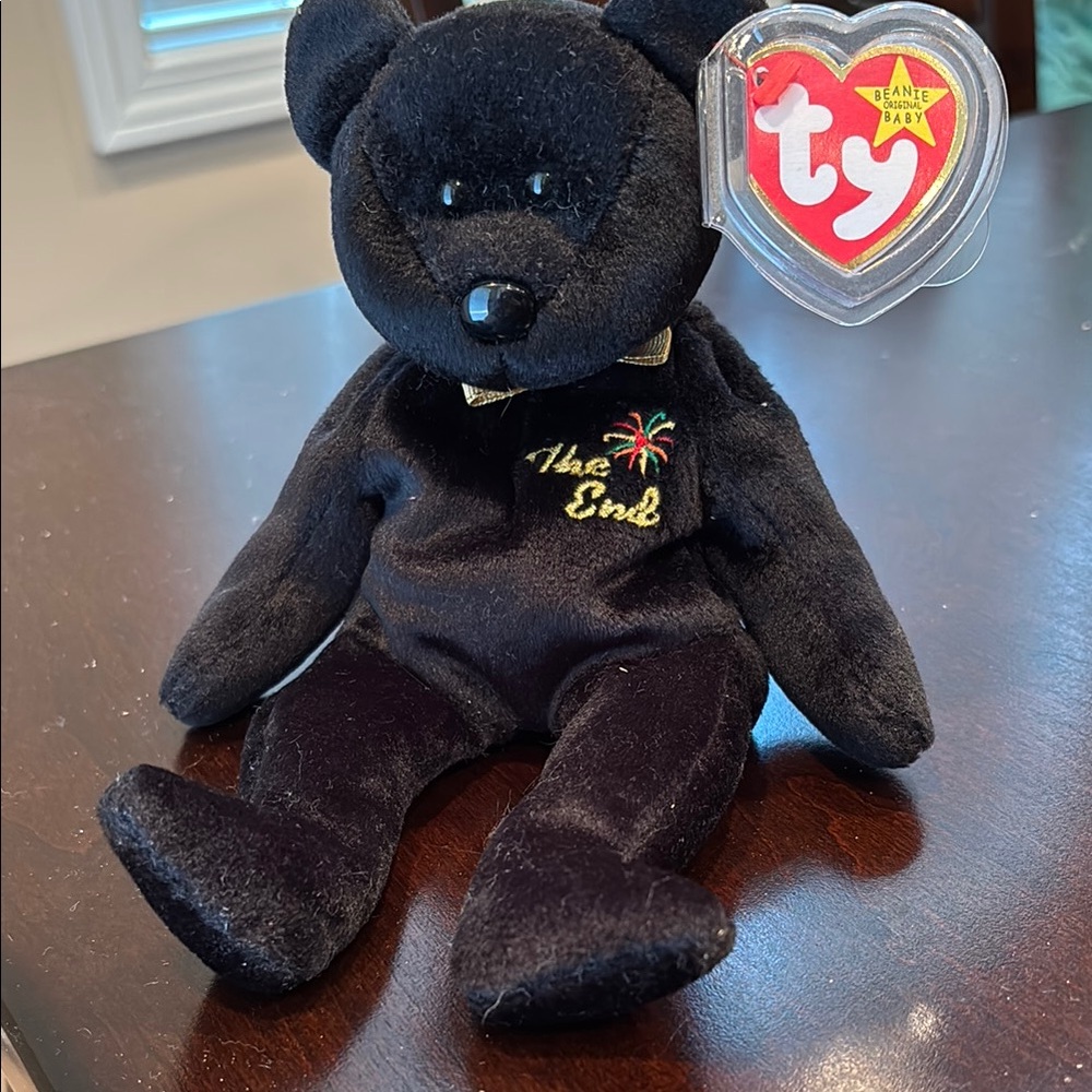 Ty Black Bear with Gold Embroidery